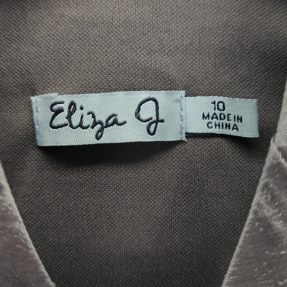 NWT Eliza J Long Multi Tiered Taffeta Jacket Dress in Taupe Size 10 - Picture 11 of 12